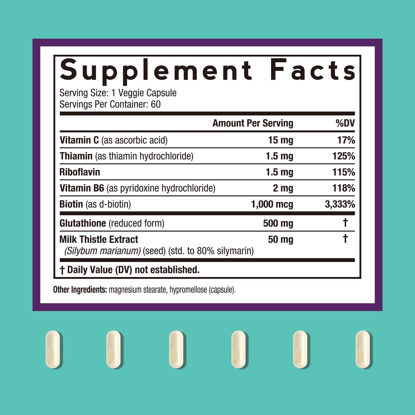 Glutathione 500mg 7-in-1 formula with reduced glutathione
