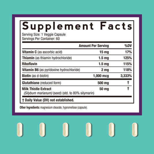 Glutathione 500mg 7-in-1 formula with reduced glutathione