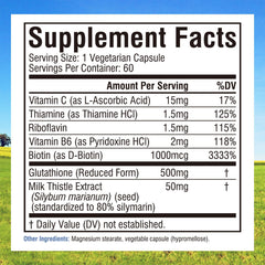 Glutathione with vitamin C, milk thistle and B vitamins ingredients