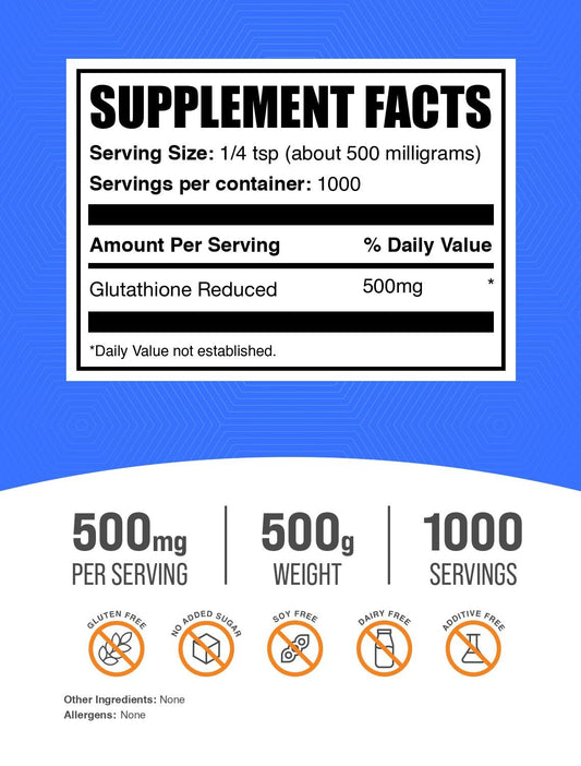 Glutathione Reduced Powder 500mg with scoop