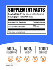 Glutathione Reduced Powder 500mg with scoop