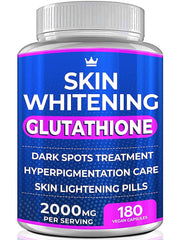 Front view of Glutathione Whitening Pills bottle with 180 capsules