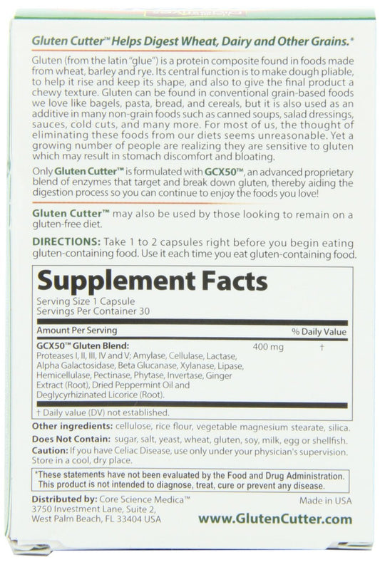 Gluten Cutter digestive aid targeting gluten and casein digestion for wheat and dairy