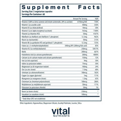 Gluten-free, dairy-free and soy-free label on Vital Nutrients bottle