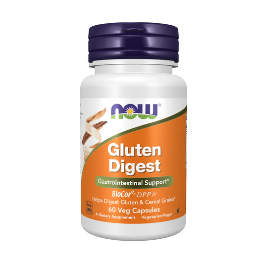 NOW Gluten Digest with BioCore DPP IV bottle label close-up