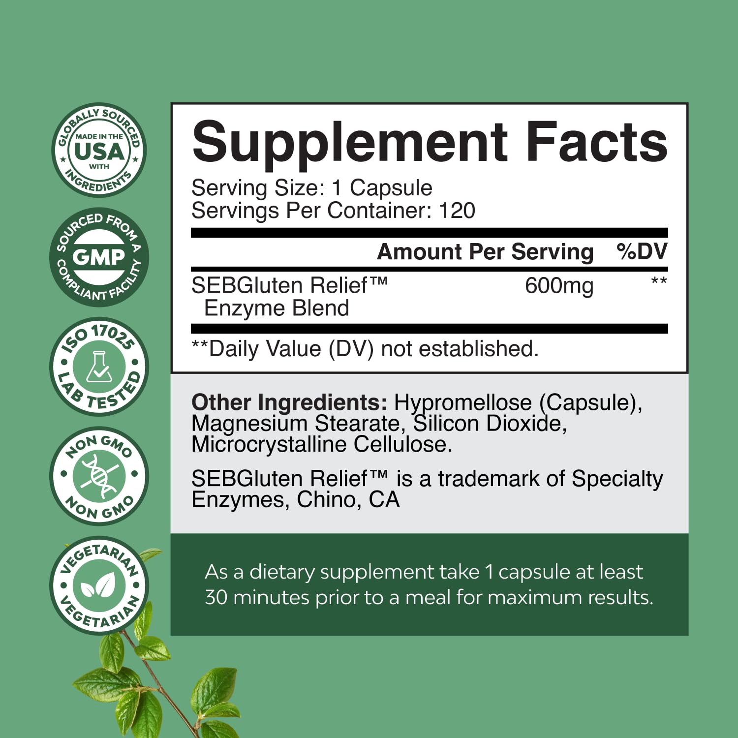 DPP-IV blend digestive enzymes for gluten and dairy digestion