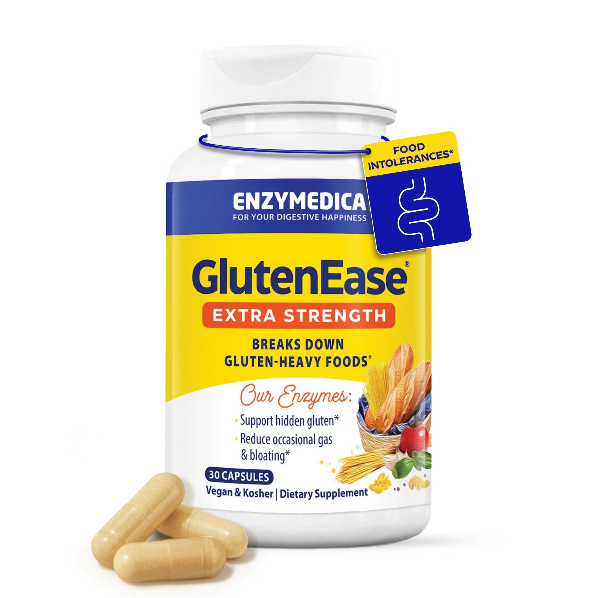GlutenEase Extra Strength bottle – front view (30 capsules)