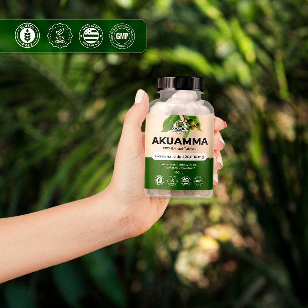 Gluten-free dairy-free Akuamma tablets packaging