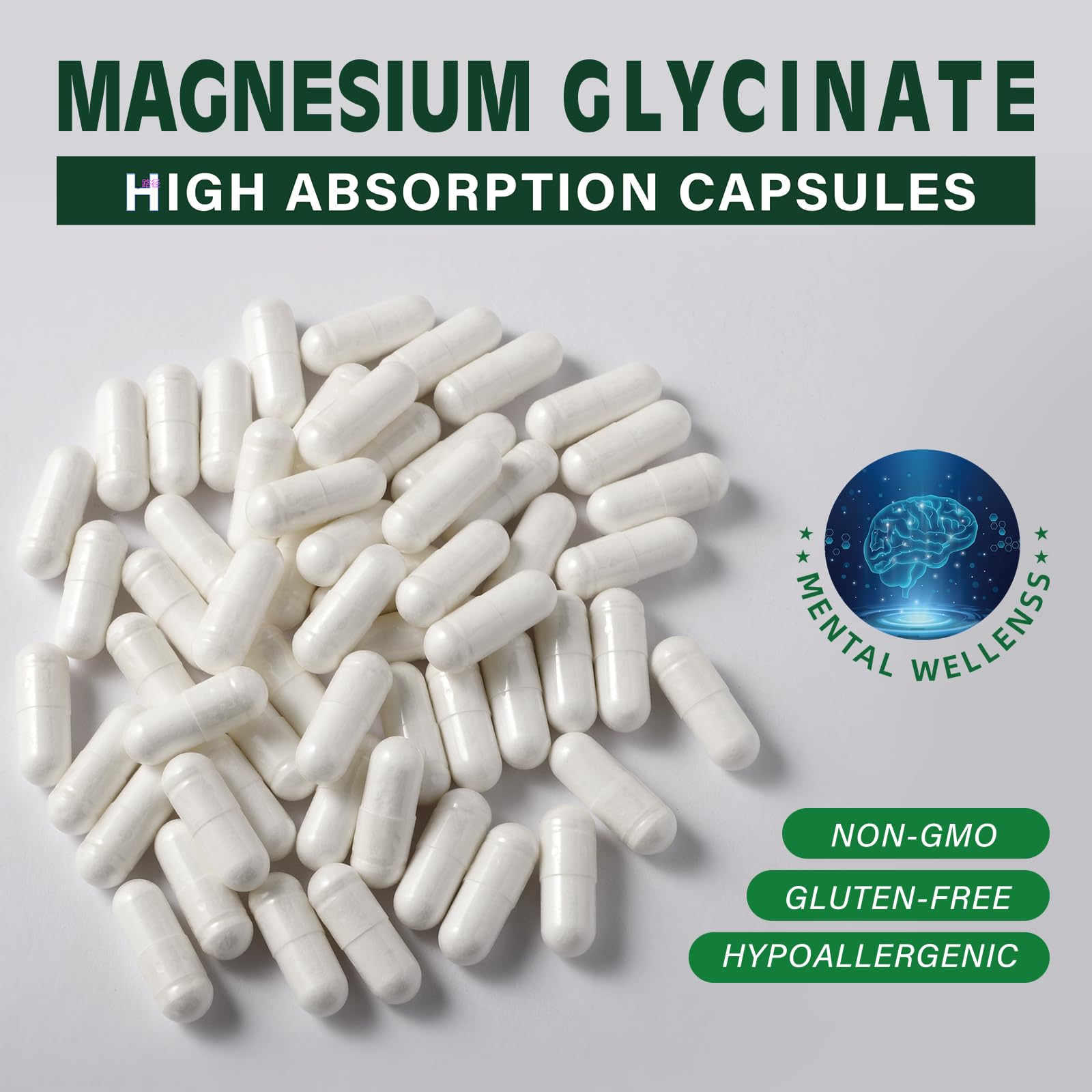 Gluten-free dairy-free magnesium glycinate supplement