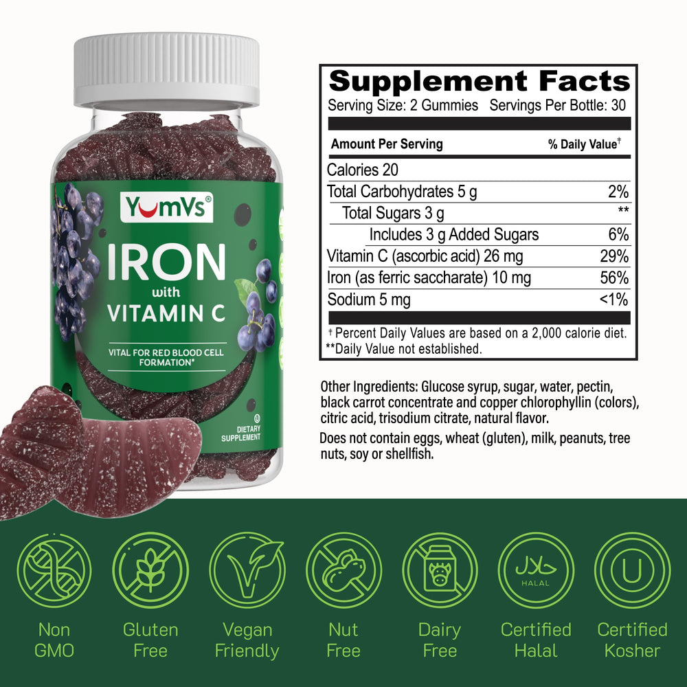 Gluten-free and gelatin-free iron gummies