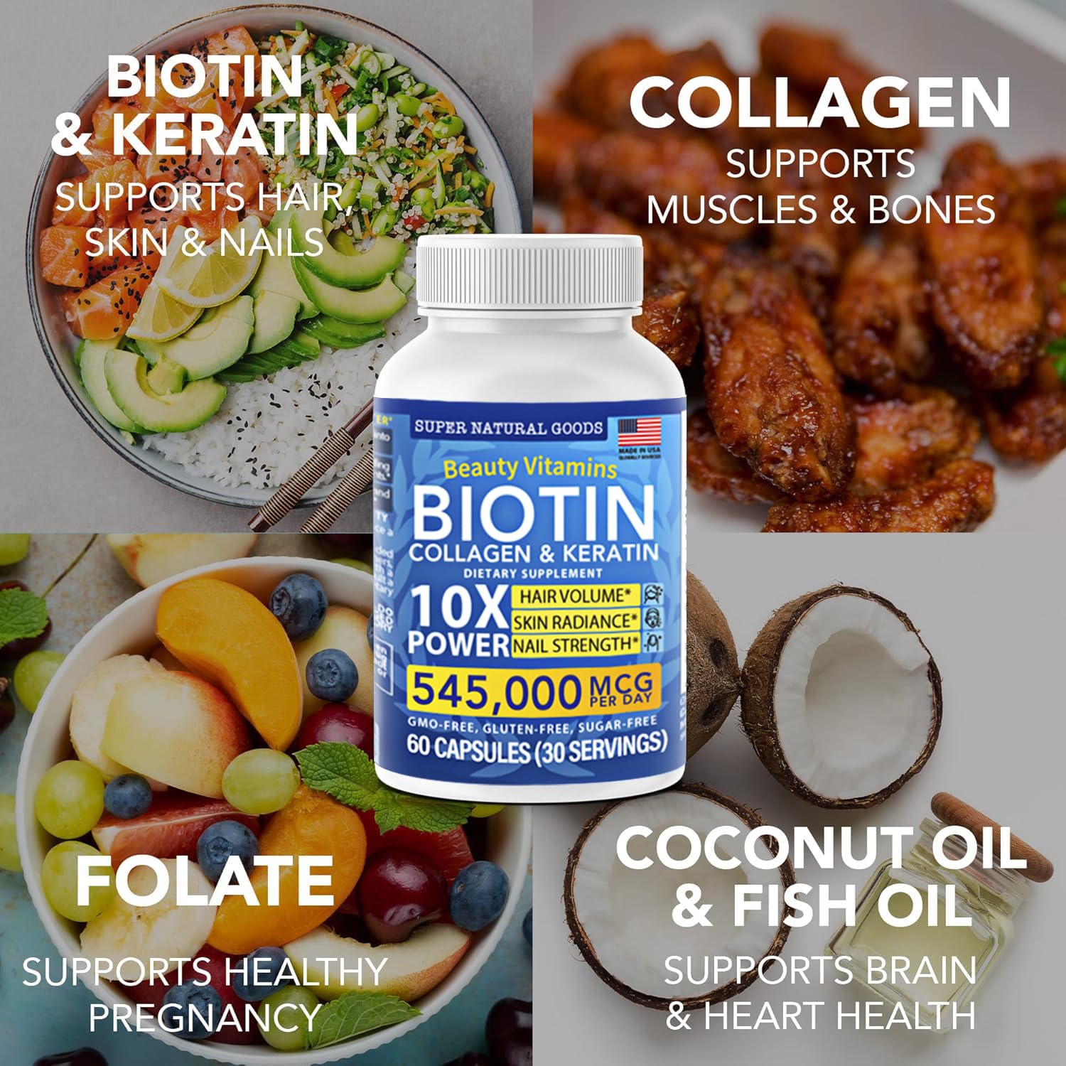 Gluten-free GMO-free beauty vitamins product label