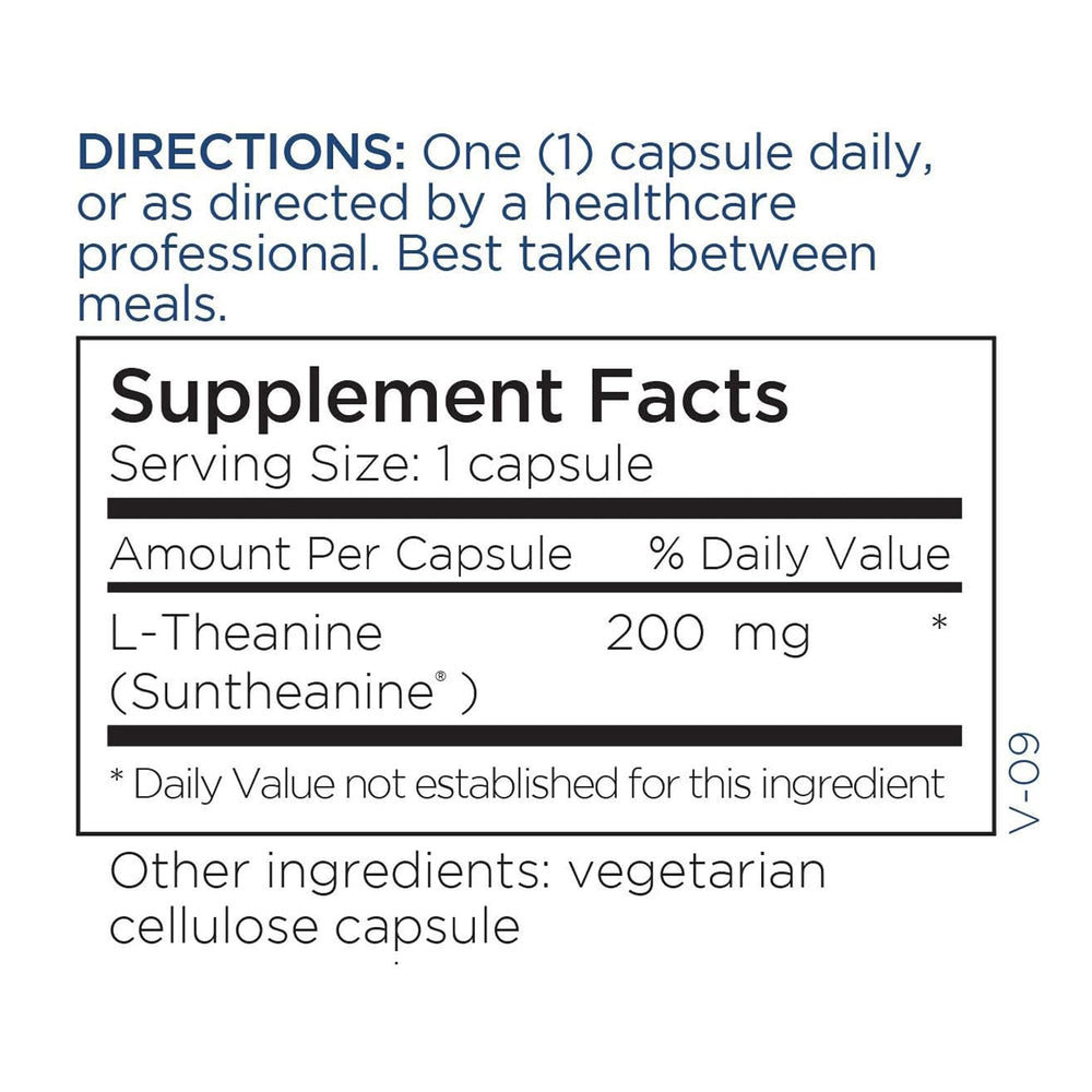 Gluten-free L-Theanine bottle with ingredients label