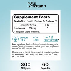 Gluten-free lactoferrin capsules label