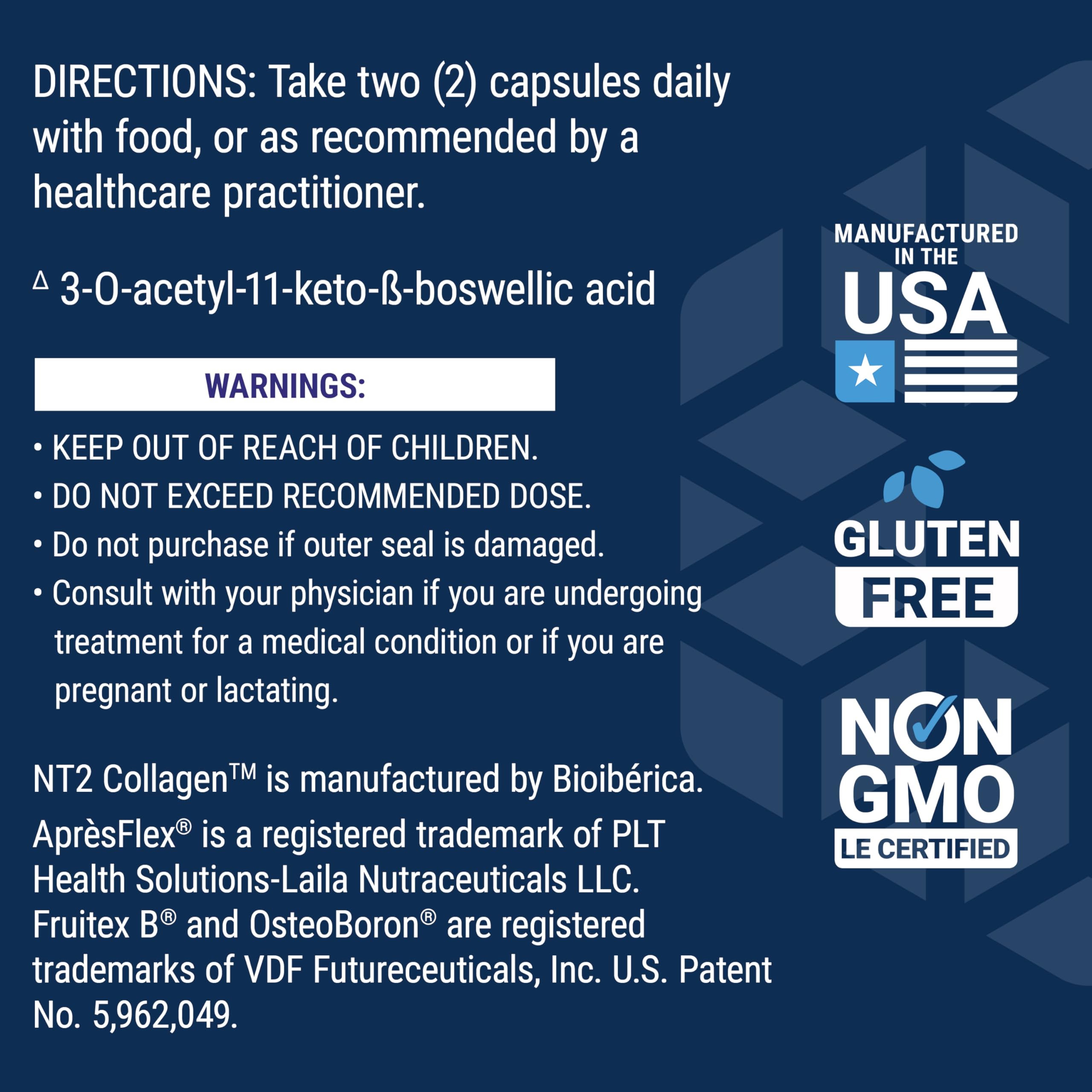 Gluten-free and non-GMO certification badges