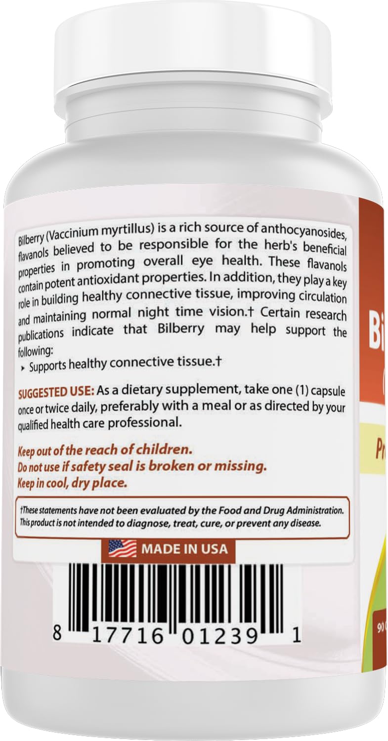Gluten-free and Non-GMO bilberry vision support bottle