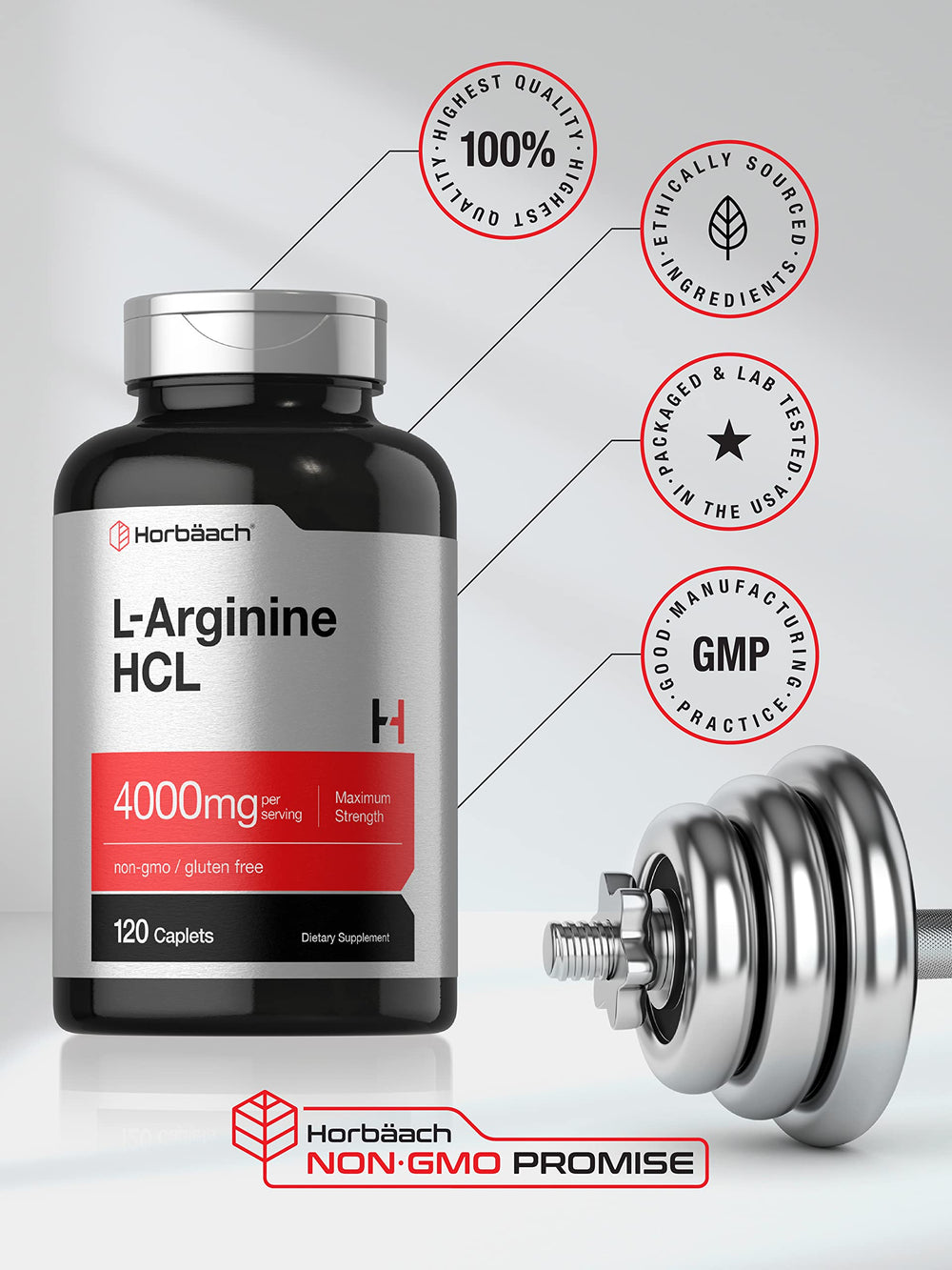 Gluten-free and Non-GMO ingredients for Horbaach L-Arginine