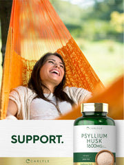 Gluten-free non-GMO psyllium husk capsules close-up