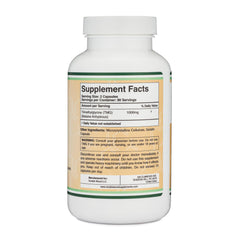 Gluten-free and non-GMO TMG 1,000mg 180 capsules packaging
