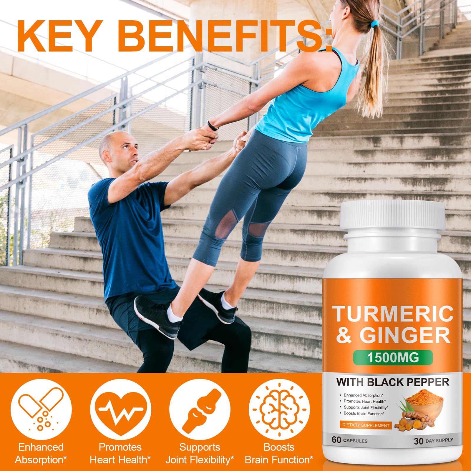 Gluten-free and non-GMO turmeric capsules