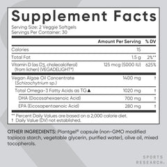 Gluten-free non-GMO vegan omega-3 D3 formula