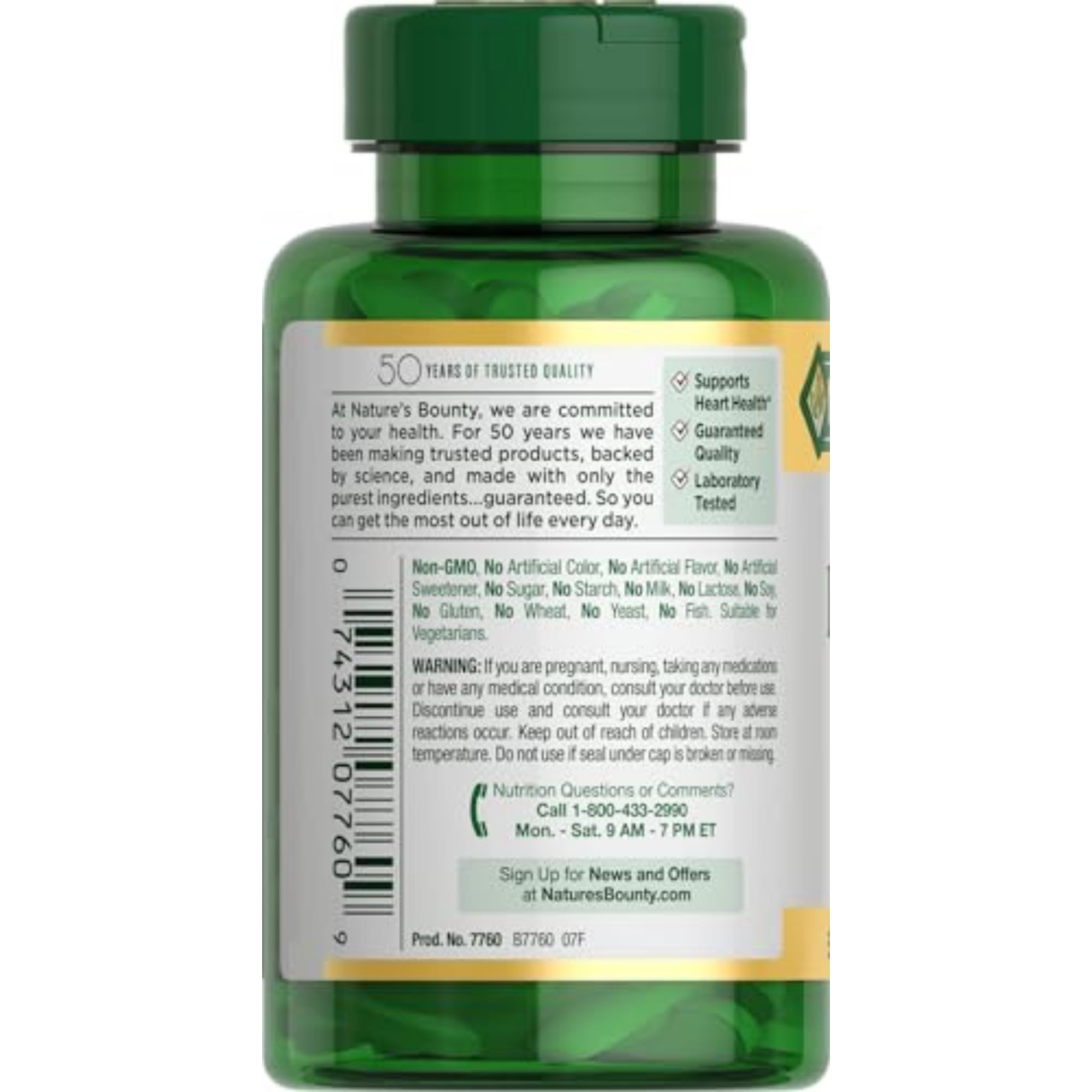 Gluten-free, non-GMO vegetarian L-Arginine tablets label