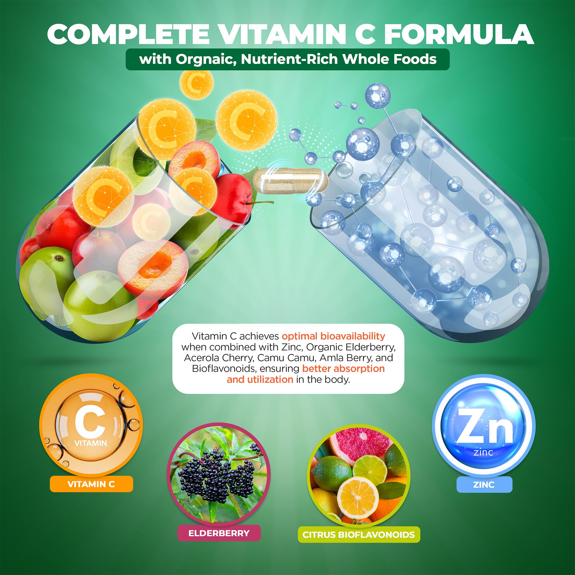 Gluten-free non-GMO veggie capsules for Vitamin C