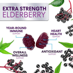 Gluten-free and vegan elderberry gummies with vitamin C and zinc