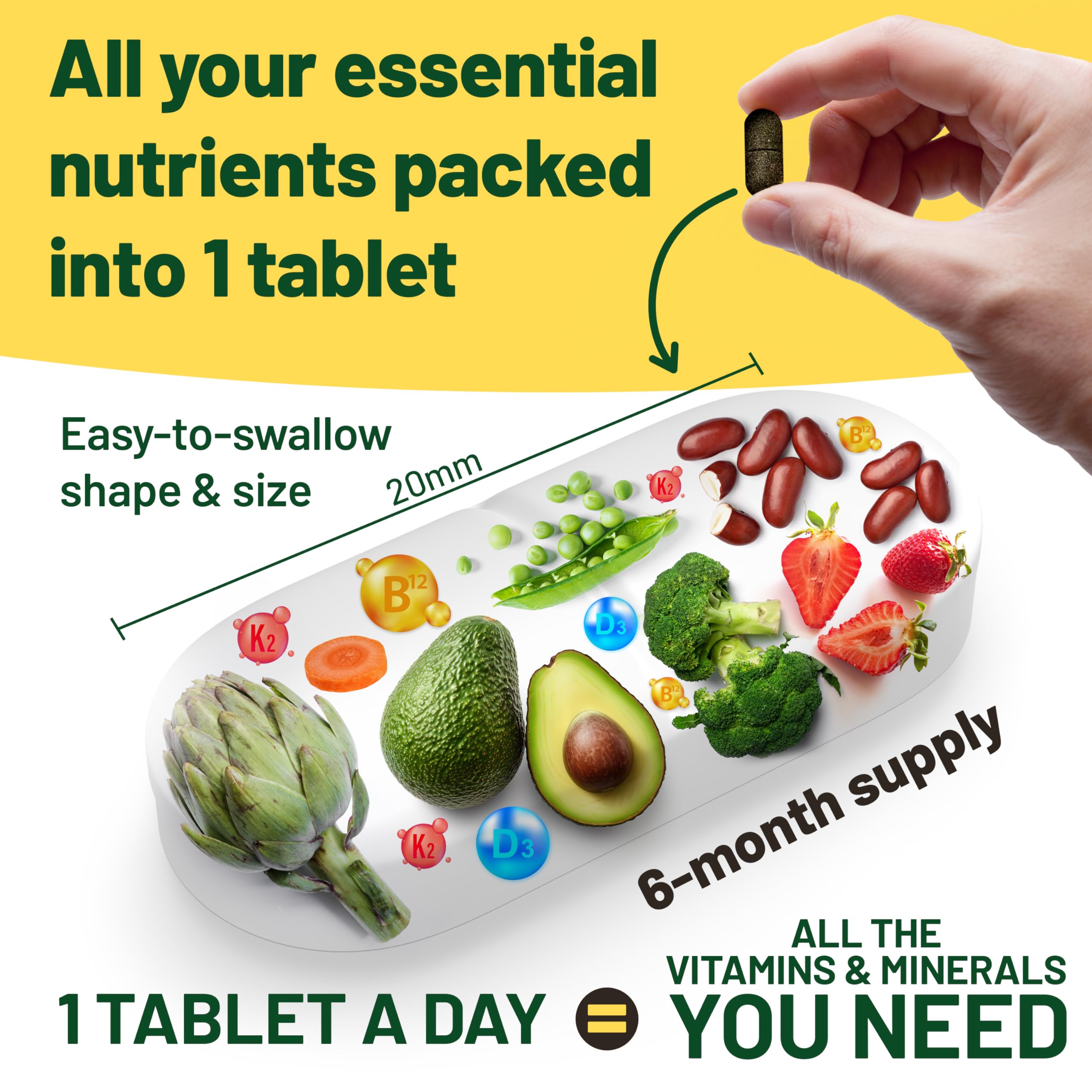 Gluten-free vegan multivitamin suitable for vegans and vegetarians