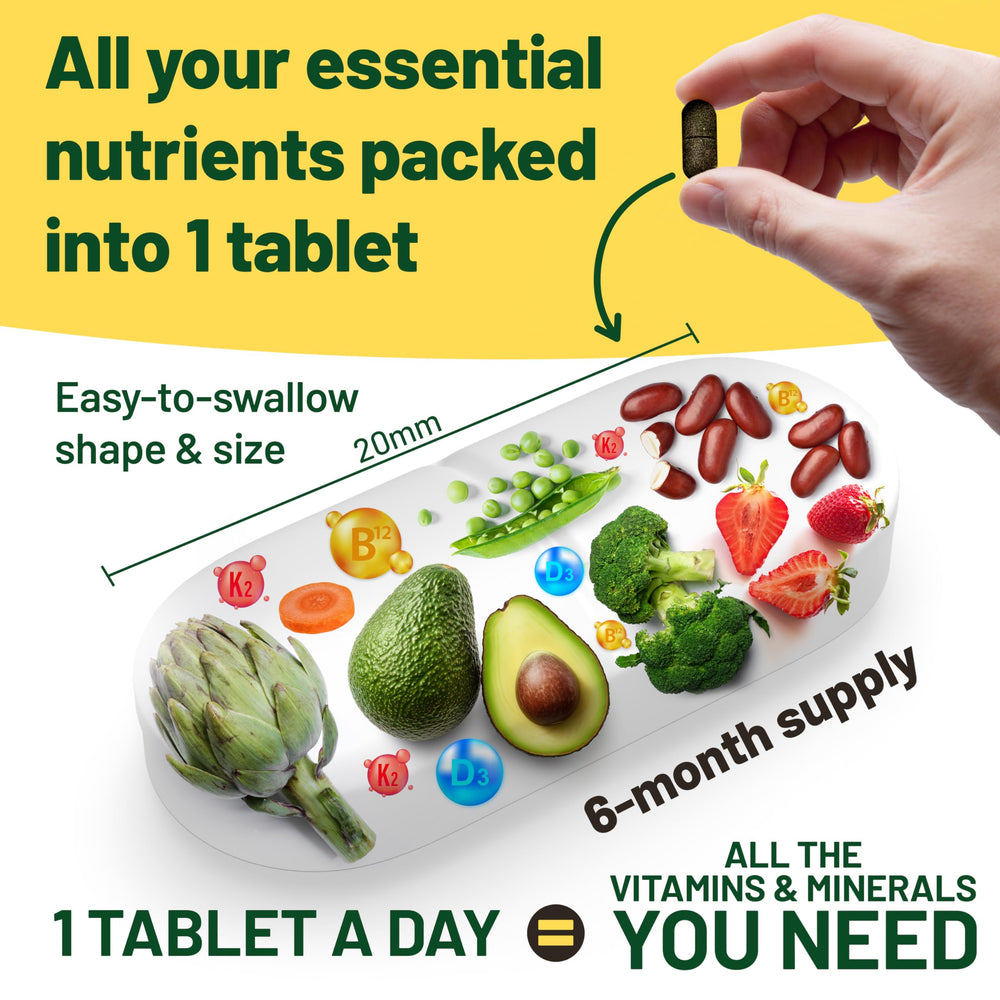 Gluten-free vegan multivitamin suitable for vegans and vegetarians