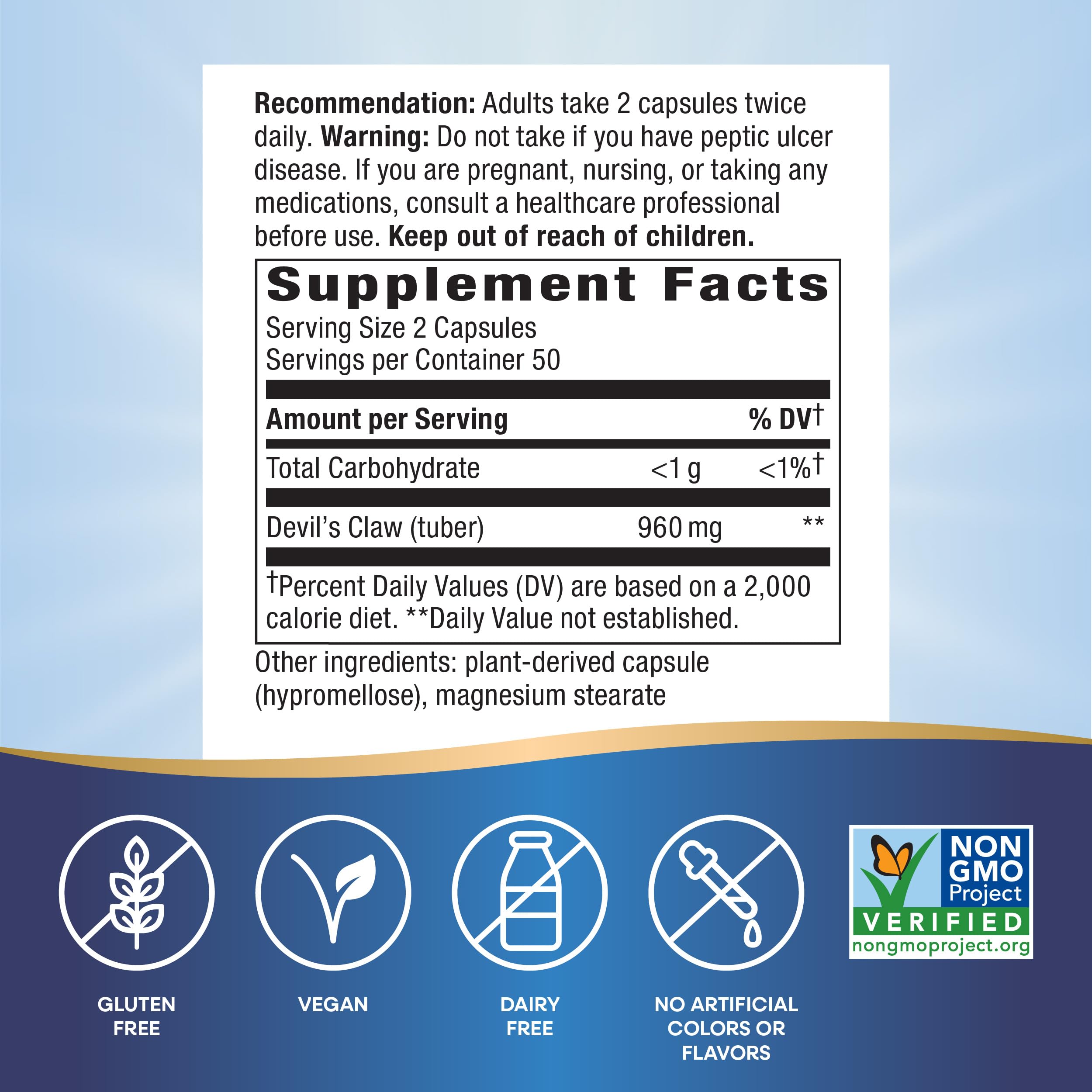 Gluten free, vegan, and non-GMO label on packaging