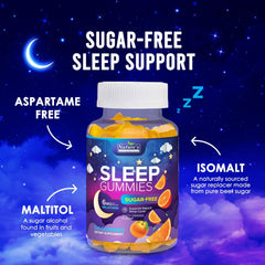 Gluten-free, vegan sleep aid gummies in bottle