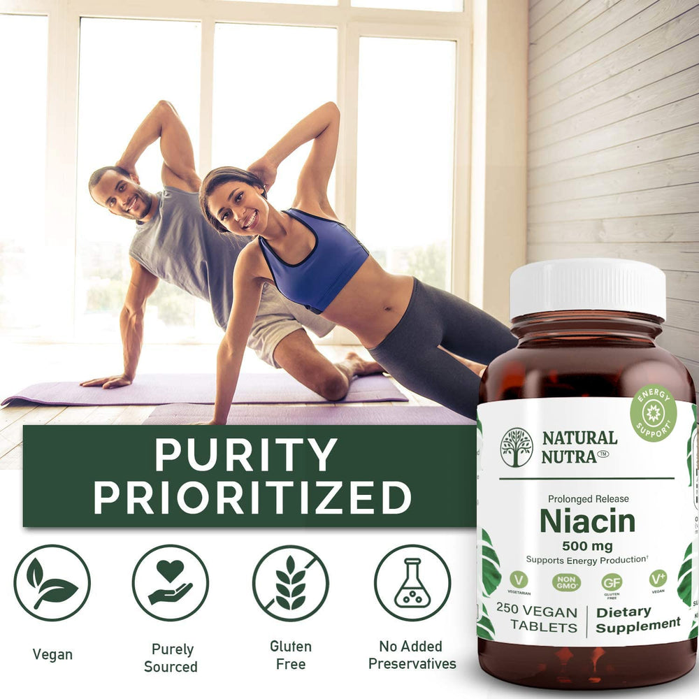 Gluten-free, vegetarian Niacin 250-tablet bottle