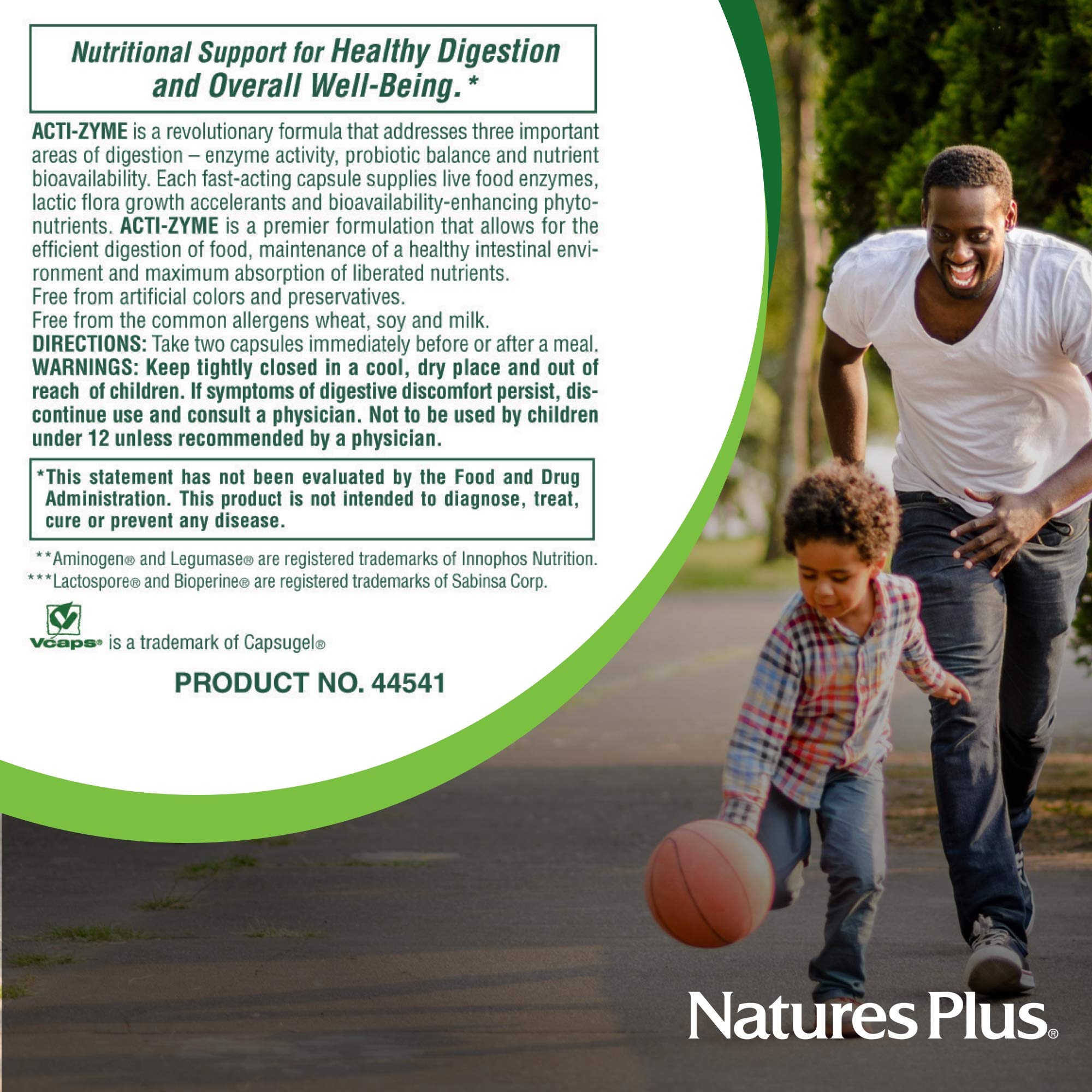 Gluten free vegetarian digestive health supplement label