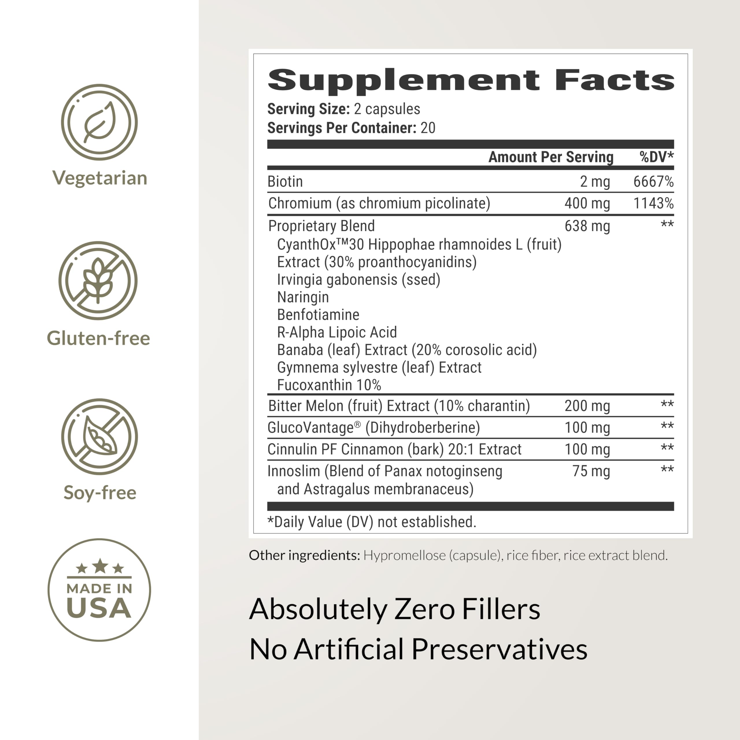 Gluten-free, soy-free, dairy-free berberine packaging