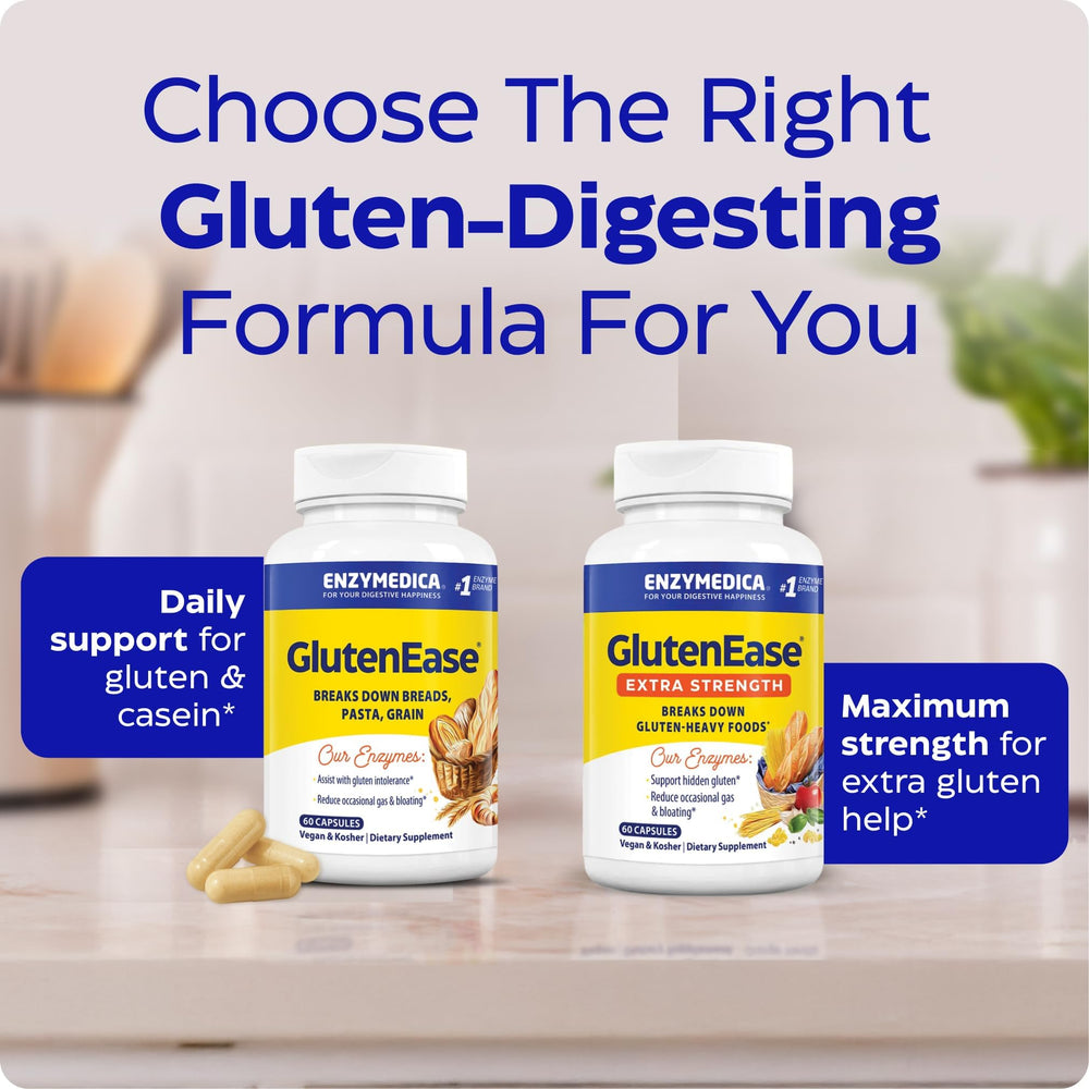 Product image highlighting bloating relief from GlutenEase