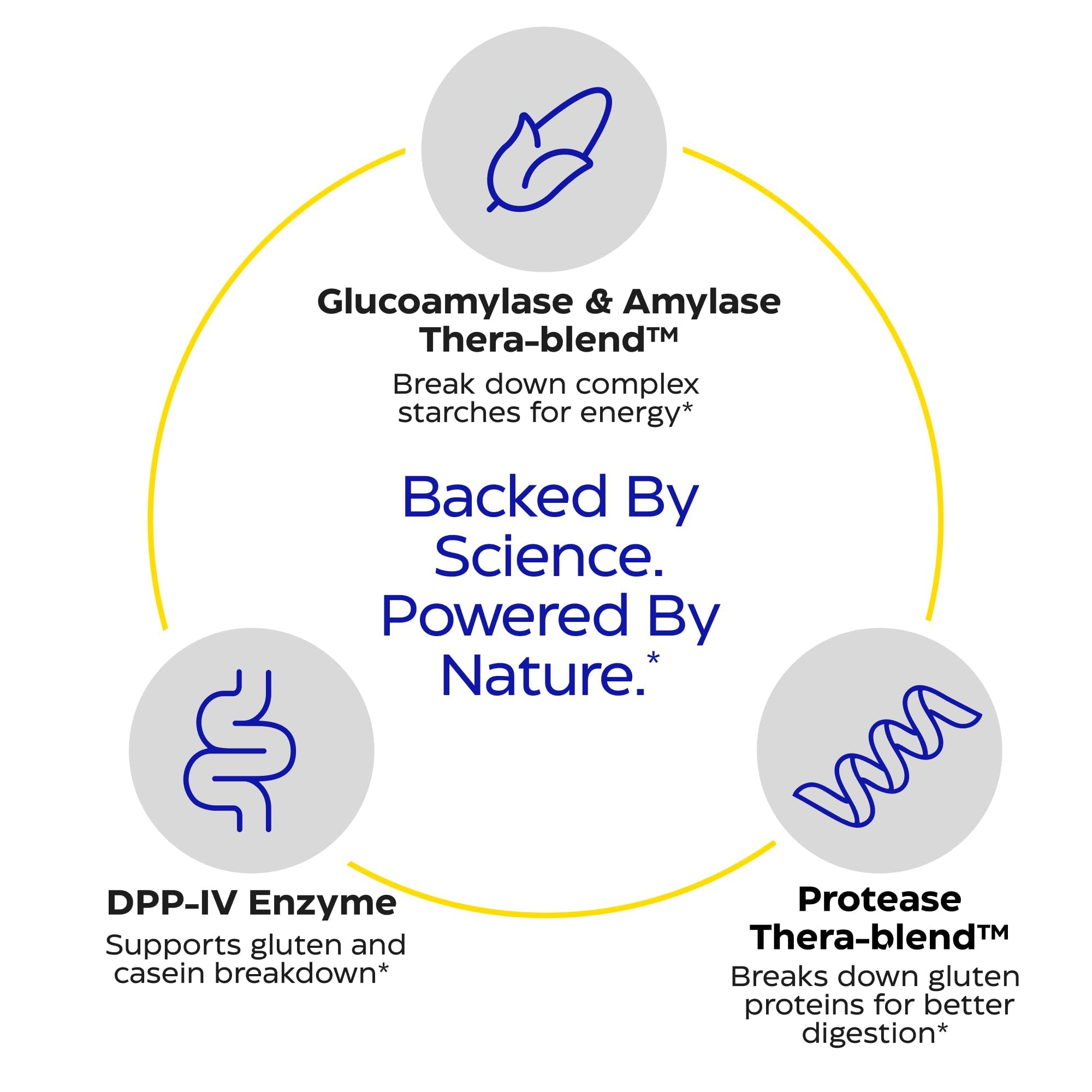 Graphic showing gluten and casein digestion with GlutenEase