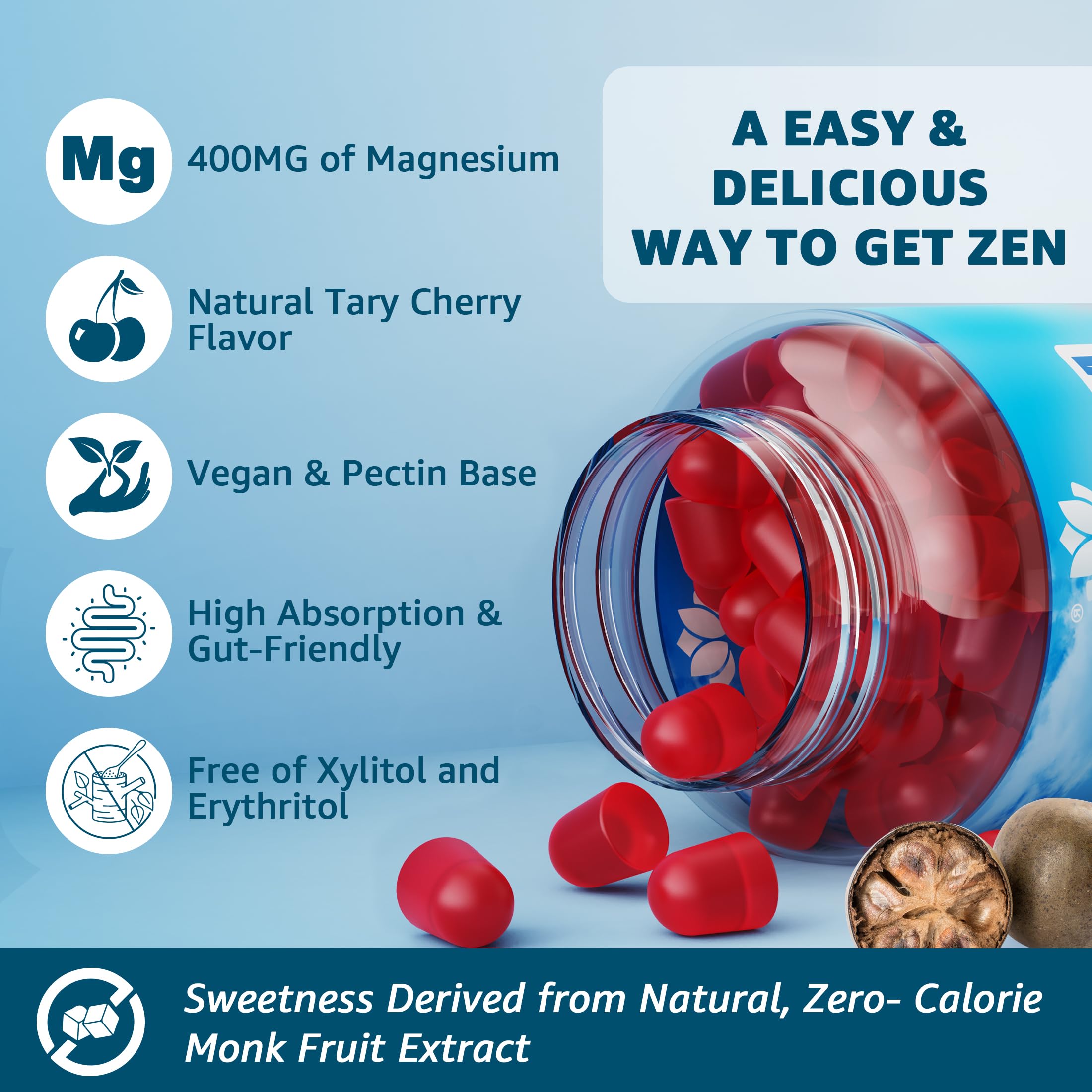 Gluten-free, third-party tested magnesium gummies label