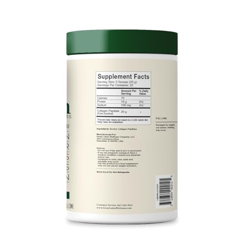 Label ingredients of Great Lakes Wellness collagen peptides powder Types I and III