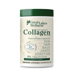 Great Lakes Wellness Collagen Peptides Powder bottle label unflavored 22 servings