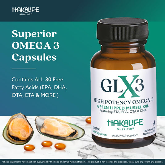 GLX3 bottle close-up with capsules