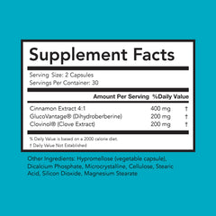 Glycevia label showing ingredients and dosage