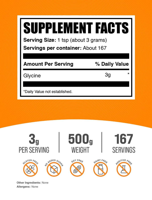 Glycine 3g serving size label