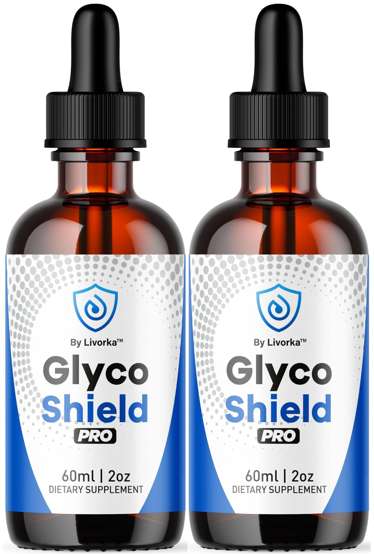 Front view of Glyco Shield Drops two-pack bottle