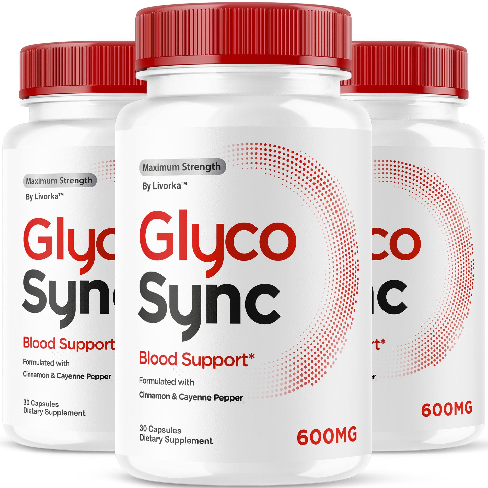 Front view of Glyco Sync Capsules 3-pack bottle