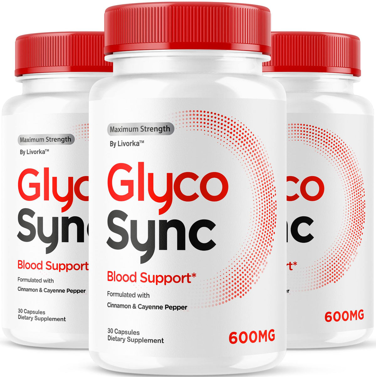 Front view of Glyco Sync Capsules 3-pack bottle