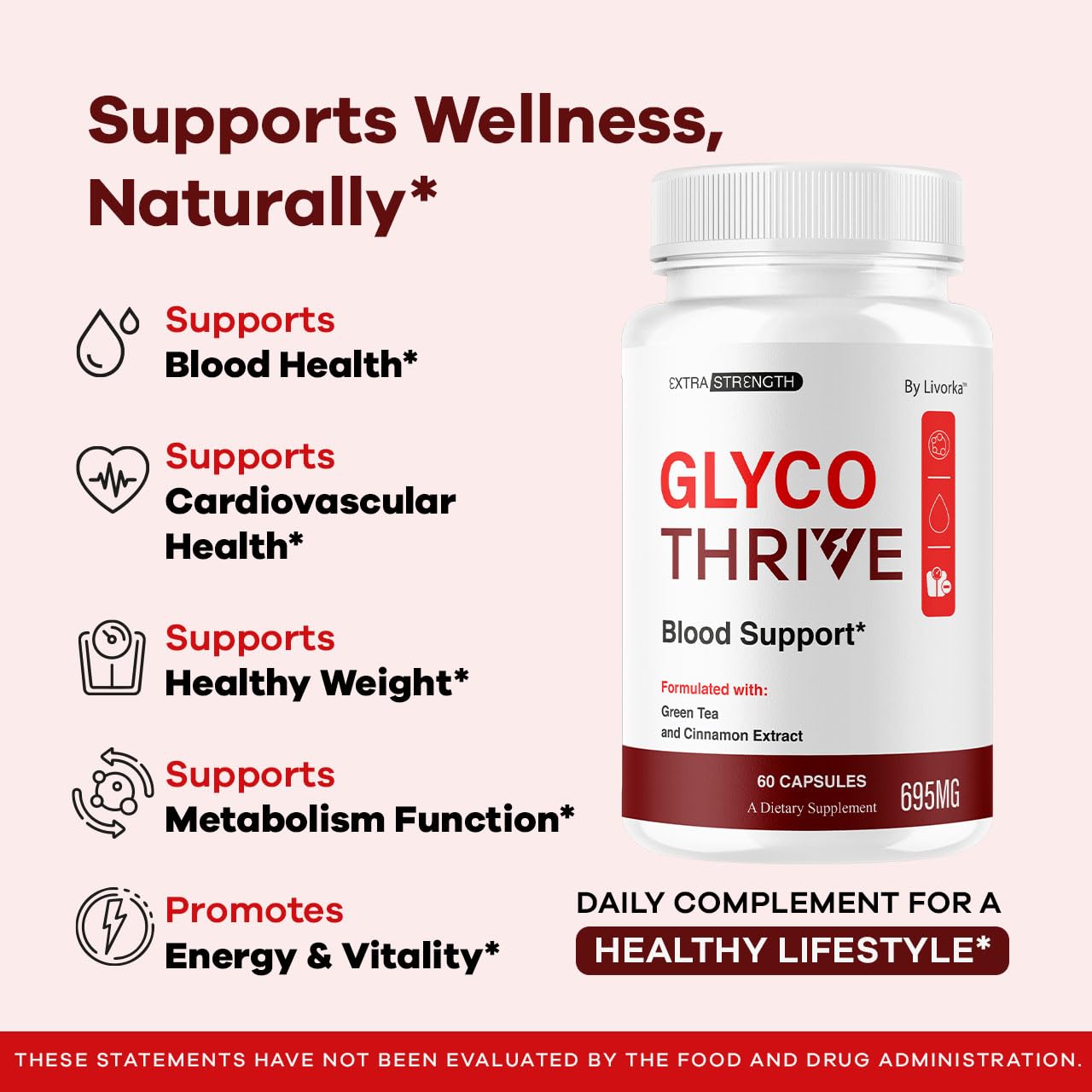 Front view of Glyco Thrive bottle label