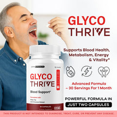 Close-up of Glyco Thrive capsules showing 120-count bottle