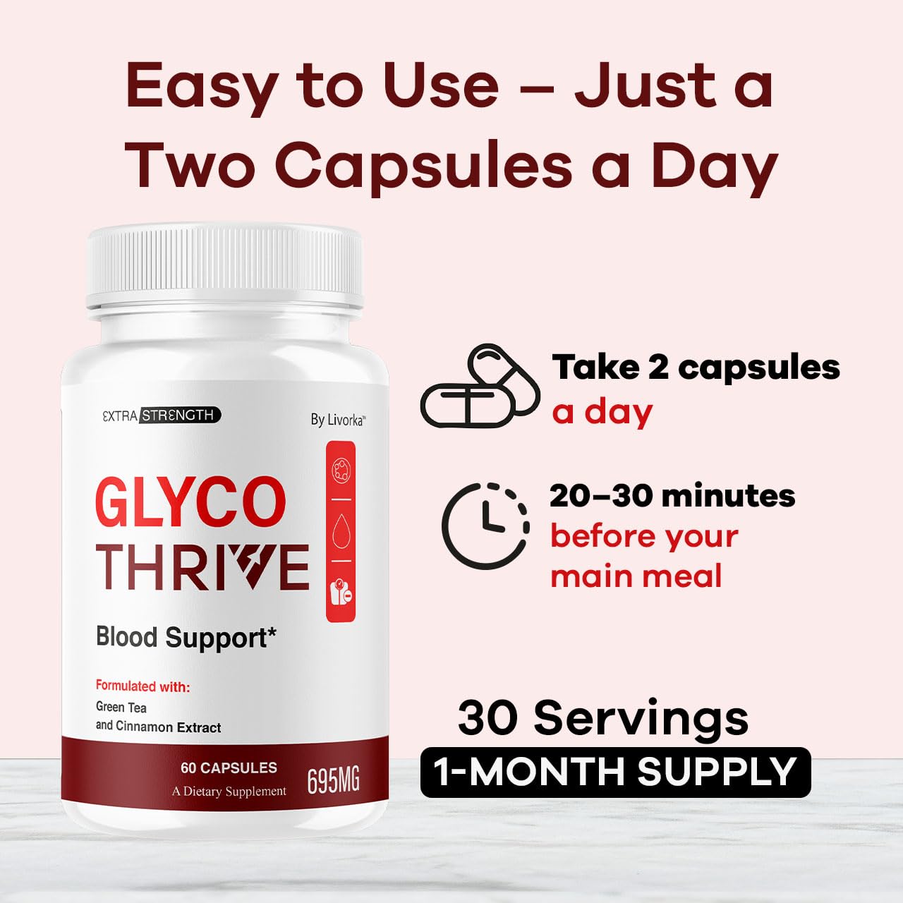 Glyco Thrive capsules poured from bottle
