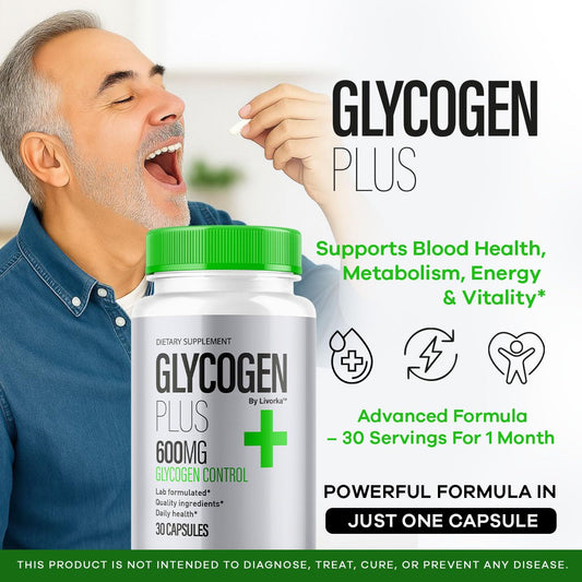 600mg Glycogen Plus capsules bottle close-up