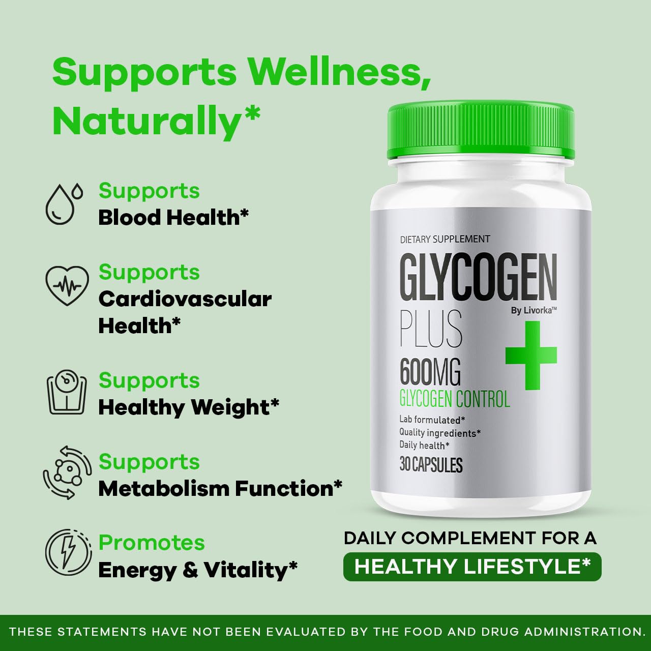 Glycogen Plus capsules bottle side view